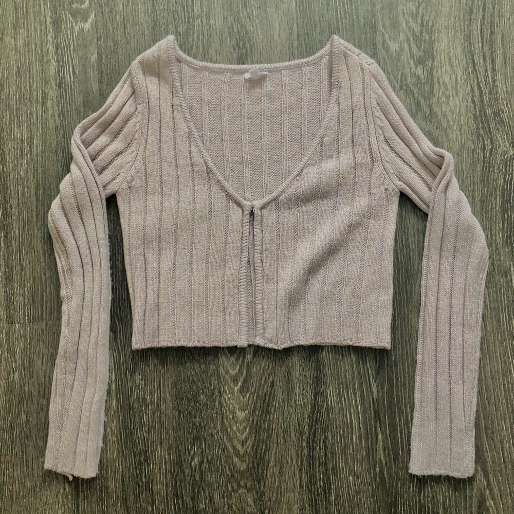 Garage pastel purple cropped cardigan